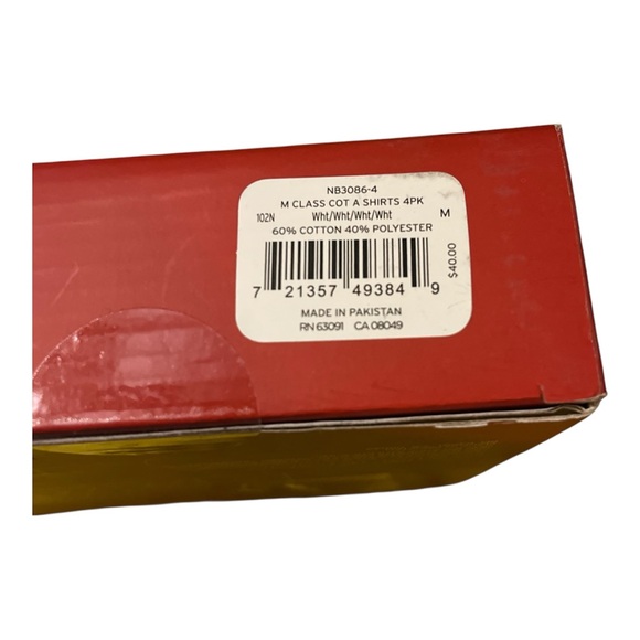 New Balance Cotton Rib A Shirts NIB White 4 pk sz M - Picture 4 of 4